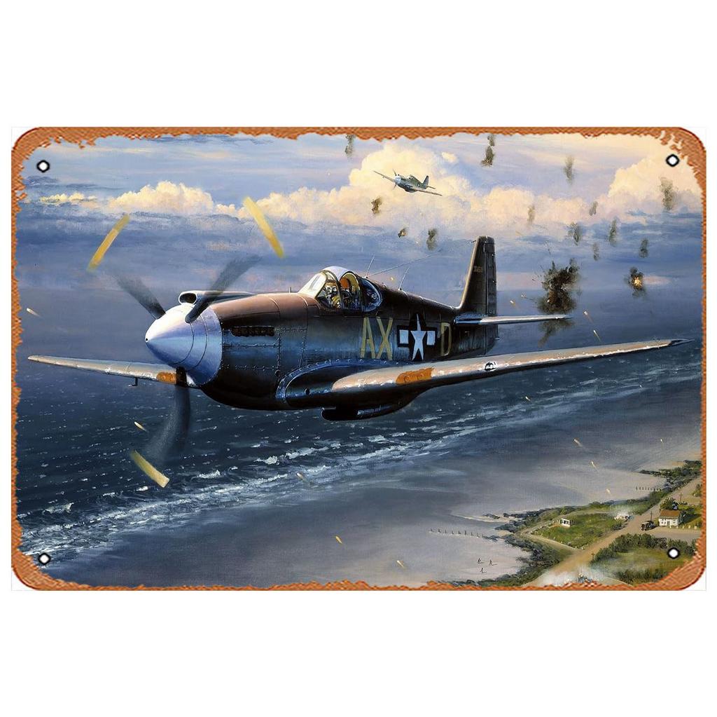 Military Metal Tin Signs Fight Plane Wall Art Poster Plaque Vintage Iron Painting Decoration for Home Cafe Washing Room Club