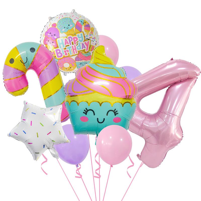 Cute Ice Cream Candy Series Balloon Set Children'S Birthday Party Birthday Photo Props Crutches Aluminum Mold