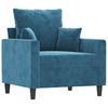 3 Piece Sofa Set with Cushions Blue Velvet