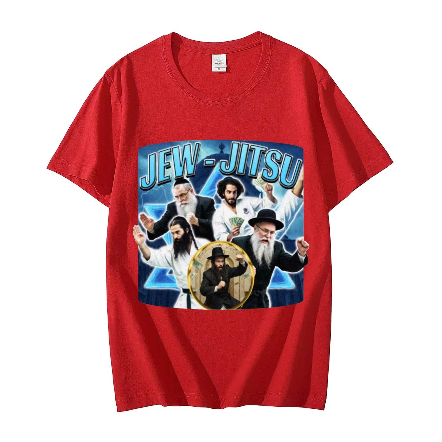 GUOYAN TOP Leuk Joods Jiu-Jitsu Meme bedrukt T-shirt voor mannen retro Y2k T-shirt met lange mouwen modieus en casual 100% katoenen top L
