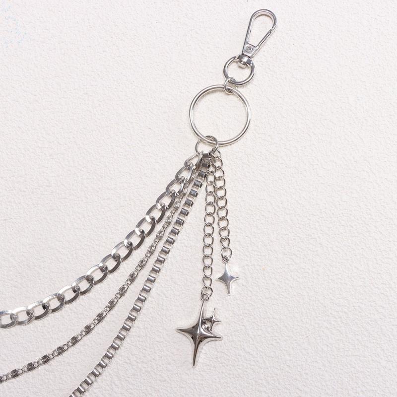 Punk Multilayer Metal Star Pendant Pant Belts Chain Hip Hop Waist Keychains Jeans Chains Women Trendy Jewelry Accessories Gifts
