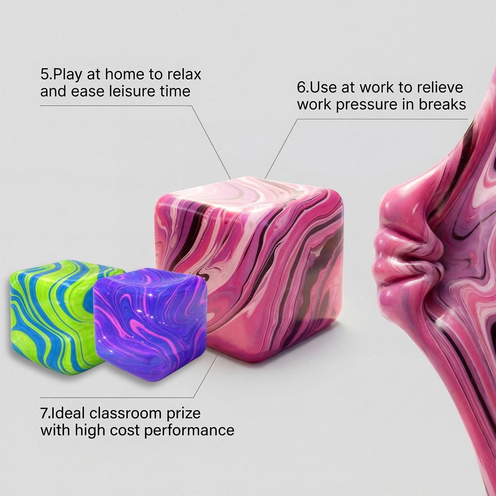 Flow Pattern Cube Squeeze Toy Stress Cube Slow Rebound Soft Squeeze Pressure Relief Party Gift Fun Home Decoration