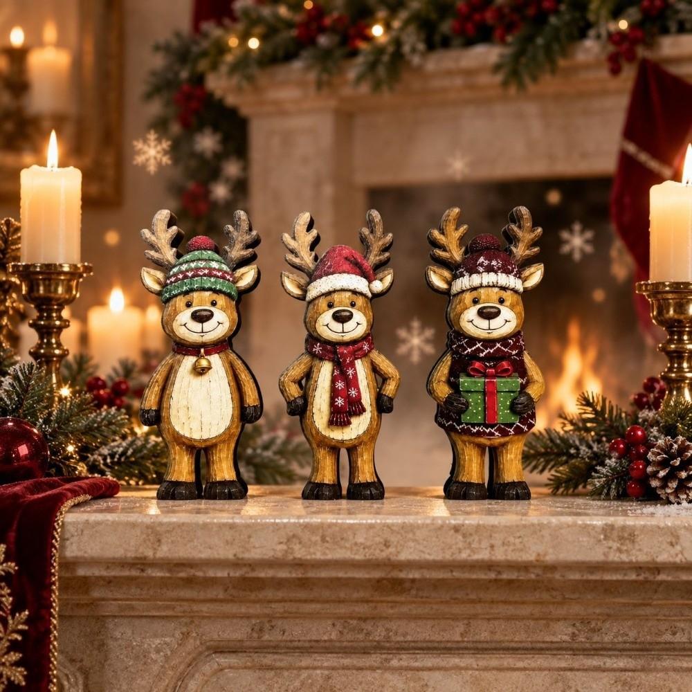 3/4pcs Rustic Farmhouse Style Wooden Desktop Ornaments 2D Flat Holiday Tabletop Decor Dining Tables