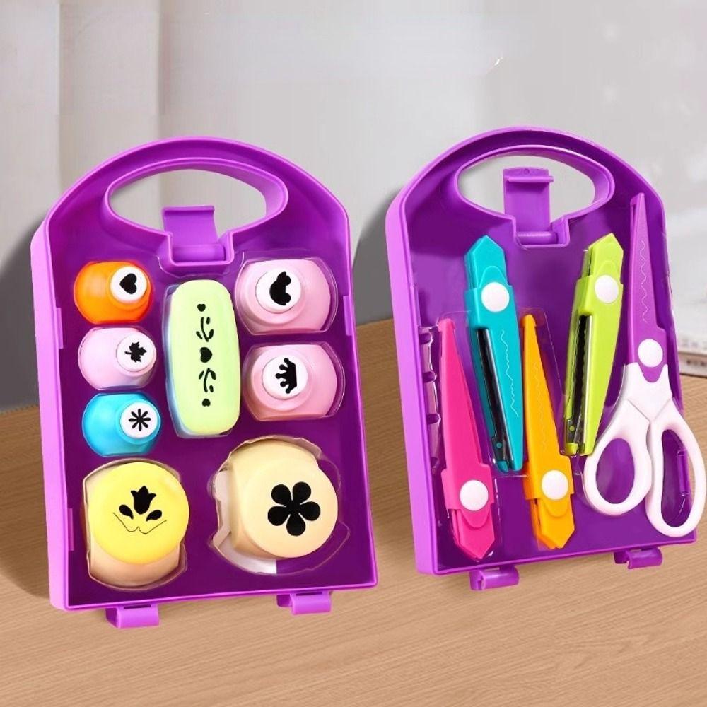 Various Shapes DIY Puncher Craft Set Plastic With Storage Box Mini Embossing Punch DIY Projects Flower Shaped Punch