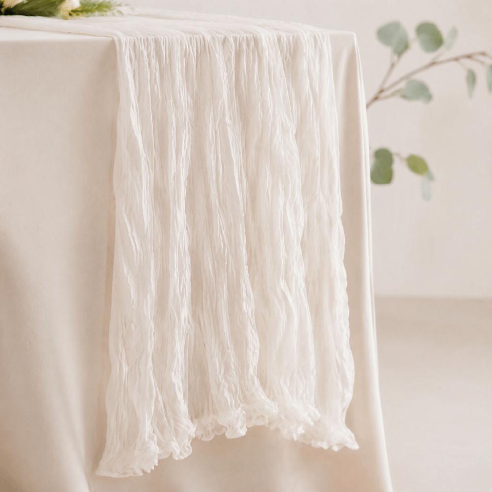 Polyester Fiber Cheesecloth Table Runner 90x400cm Pleated Table Runner Coffee Table