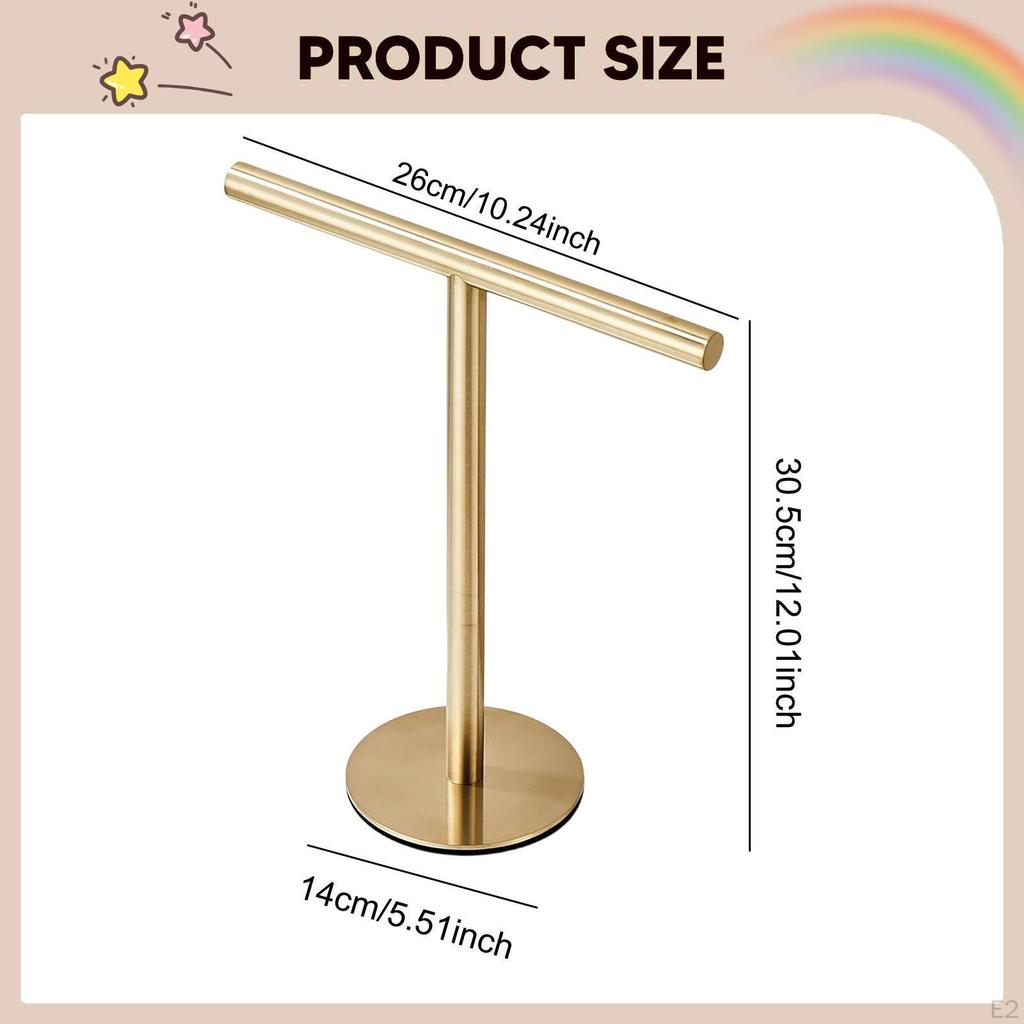 Stojak na ręczniki na blat Wieszak na biżuterię Stal nierdzewna Dekoracyjny Nowoczesny Kształt T Stojak na papier