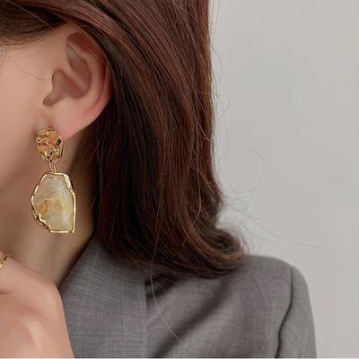 Silver Needle Fashion Pendant Earrings Trend Vintage Geometry Acrylic Earrings for Women Korean Bohemia  Gift