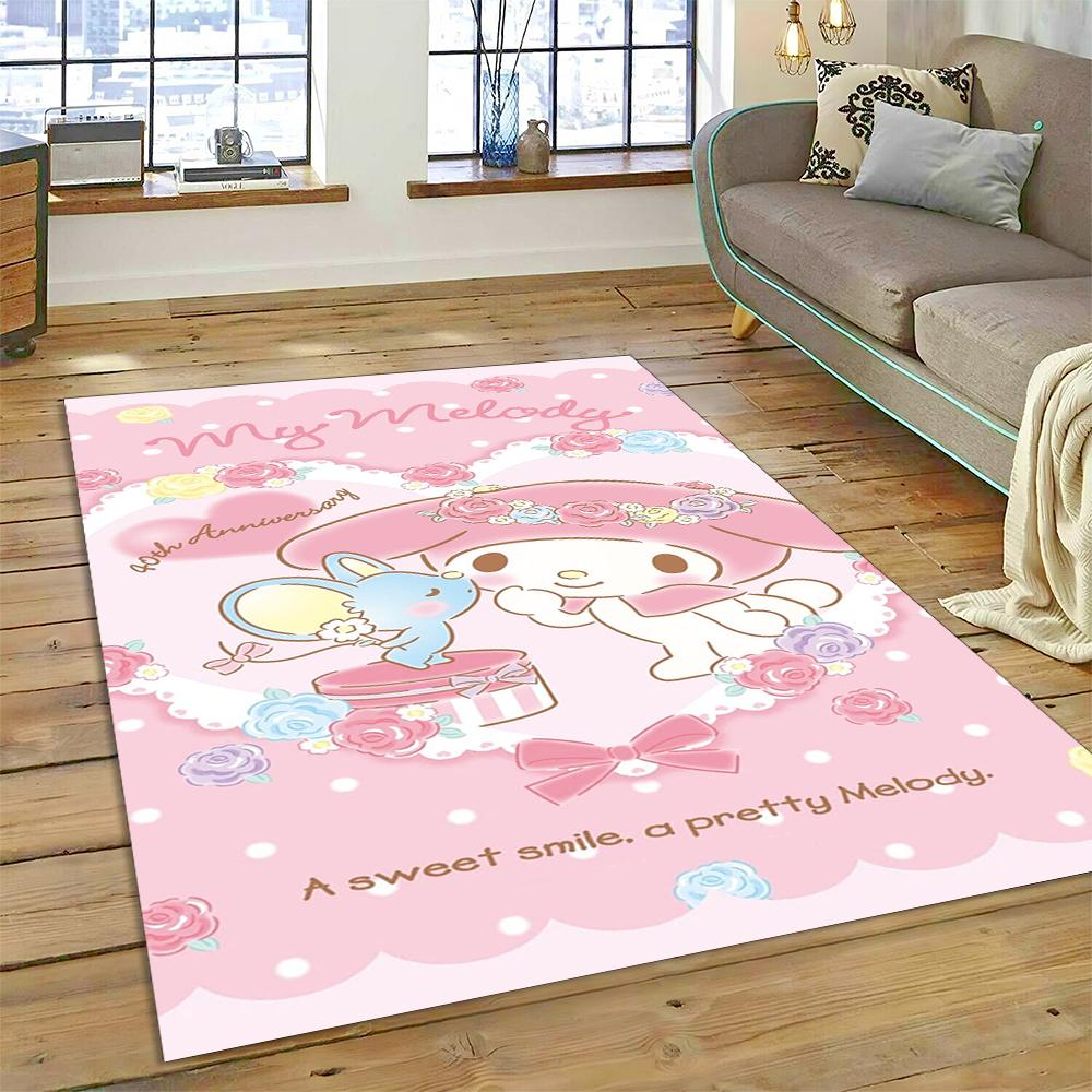 27 Style Cartoon Melody Melo Kawaii Sanrio Carpet Rug for Bedroom Living Room Home Sofa Decoration,kids Large Decor Floor Mat HD