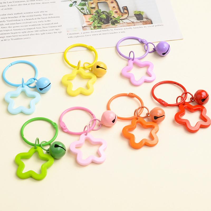 Solid Color Star Flower Charm Keychain Cute Pendant Car Keyring Backpack Decoration  Bag Charm Jewelry Gift