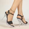 2026 New 12.5CM Square Toe Crystal Sandals, Transparent Non-slip Heels, Sexy Car Model Nightclub Party Shoes LFD-19876-A36