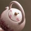 250ML Pink Ru Kiln Peony Flower Lifting Beam Teapot Boutique Tea Infuser Pot Tea Making Kettle with Strainer Teaware Ornaments