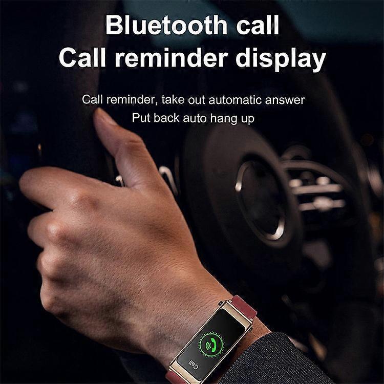 K13 2-in-1 1.14-inch Smart Watch Bluetooth Earphone Sports Bracelet, Leather Strap