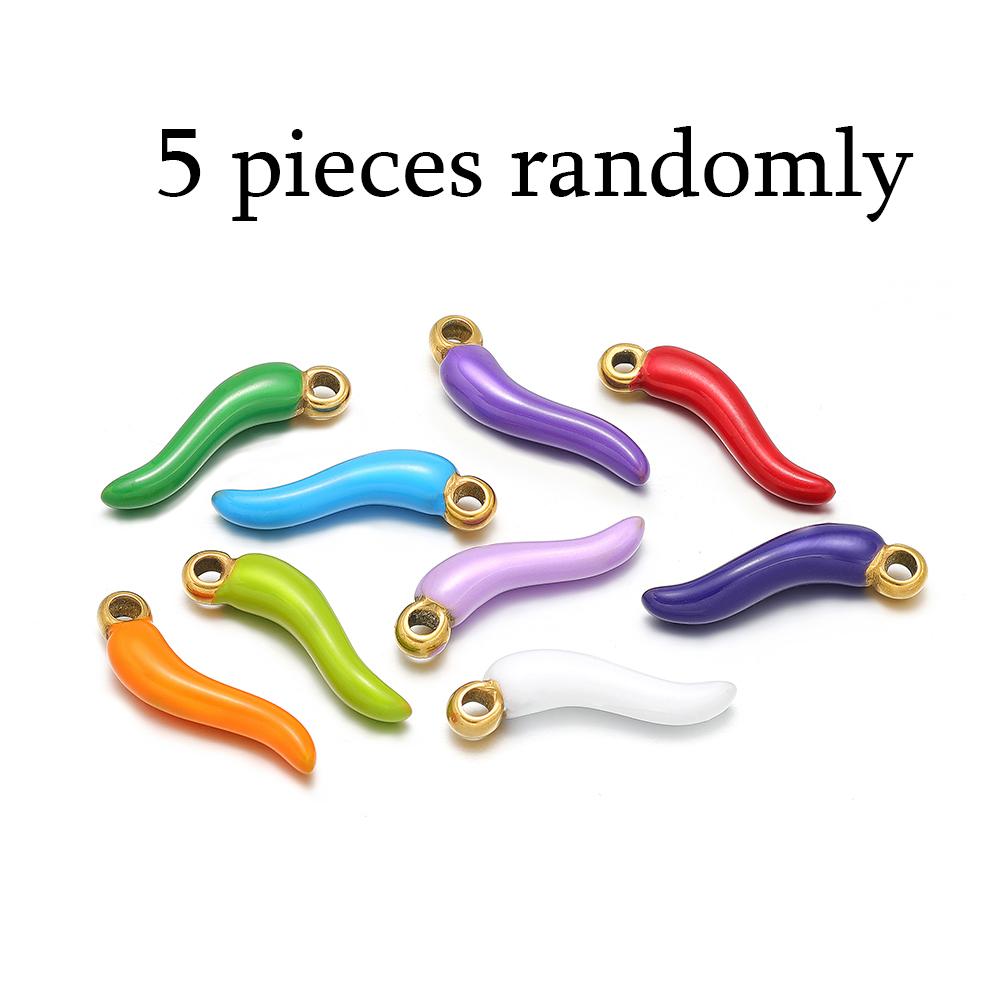 

5pcs Stainless Steel Little Pepper Charms for Women Necklace Girls Bracelet Findings DIY Jewelry Accessories Earrings Making Small 15mm