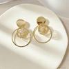 Korean Style Gold Thread Pearl Pendant Earrings: Trendy, Exaggerated Round Hollow Design for Women