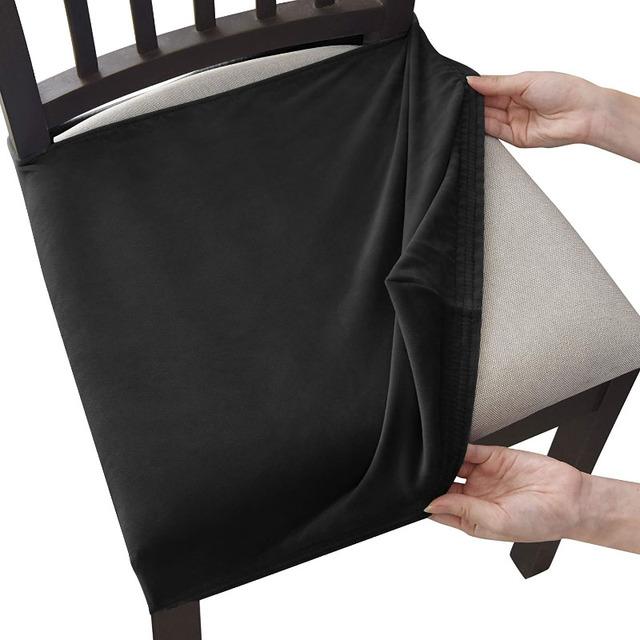 Velvet Chair Cover With No Backrest Anti -Dust Elasticized Chair Covers Designed For Dining Room Home Kitchen Office Upholstered Seat Slipcovers