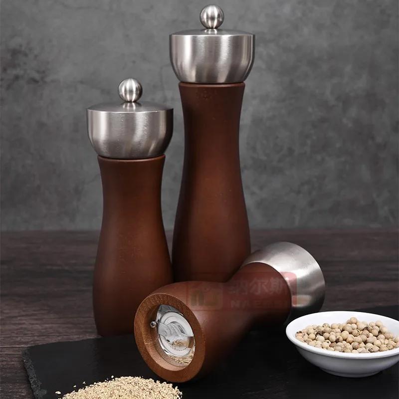 Leeseph Premium Beech Pepper Mill, Salt and Pepper Grinder - Precision Carbon Steel Rotor Use for Peppercorn, Sea Salt, Pepper