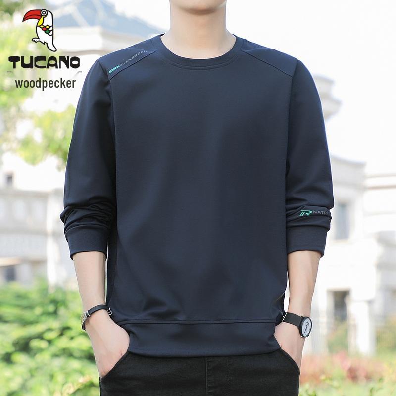 Woodpecker Men's Fleece-Lined Crew Neck Sweatshirt, Plus Size, Long Sleeve, Autumn/Winter 2024