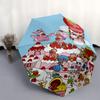 1pc Hello Kitty Strawberry Shortcake Automatic Folding Umbrella - Portable 3-Fold Design with Iron Frame, Perfect for Fans, Travel, Daily Use, and Gif