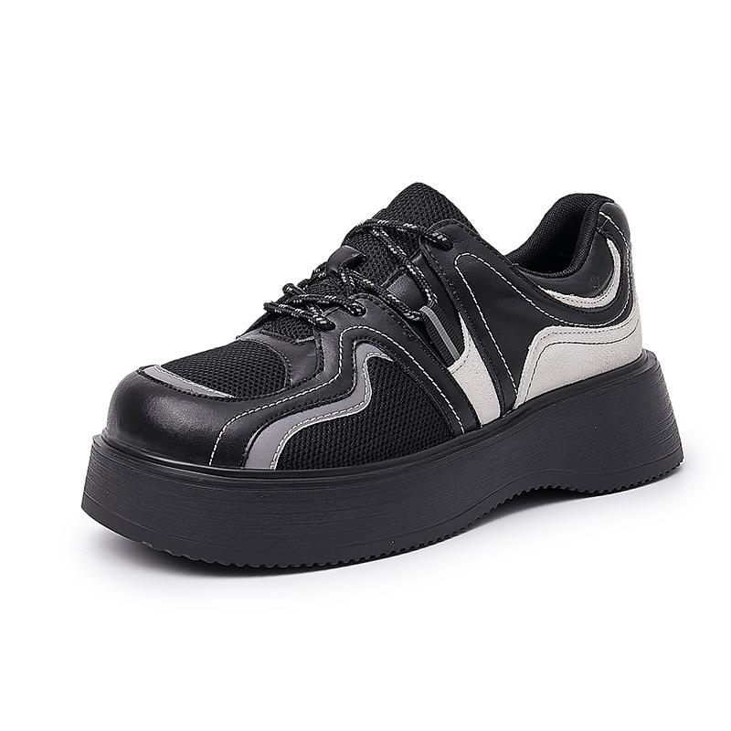 Damen Echtleder Schuhe 2025 Frühling neue Damen vielseitige Einzel Schuhe Plateau weiße Schuhe Damen Freizeitschuhe Damen