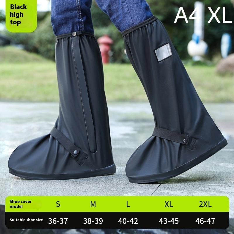 1Pair Rain Boot Shoe Cover Black Waterproof Reflective High Top Reusable Motorcycle Cycling Bike Clear Wear Shoes Dust Covers