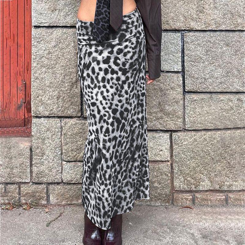 

Fashion Young Adult Leopard Print Sexy Elegant Mesh Skirt Black M