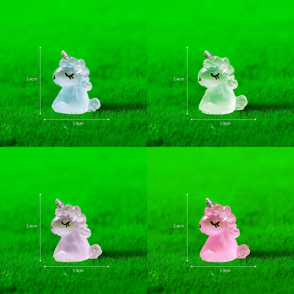 Adorable Cartoon Unicorn Figurine Resin Diy Miniature Night Light Decor Cute