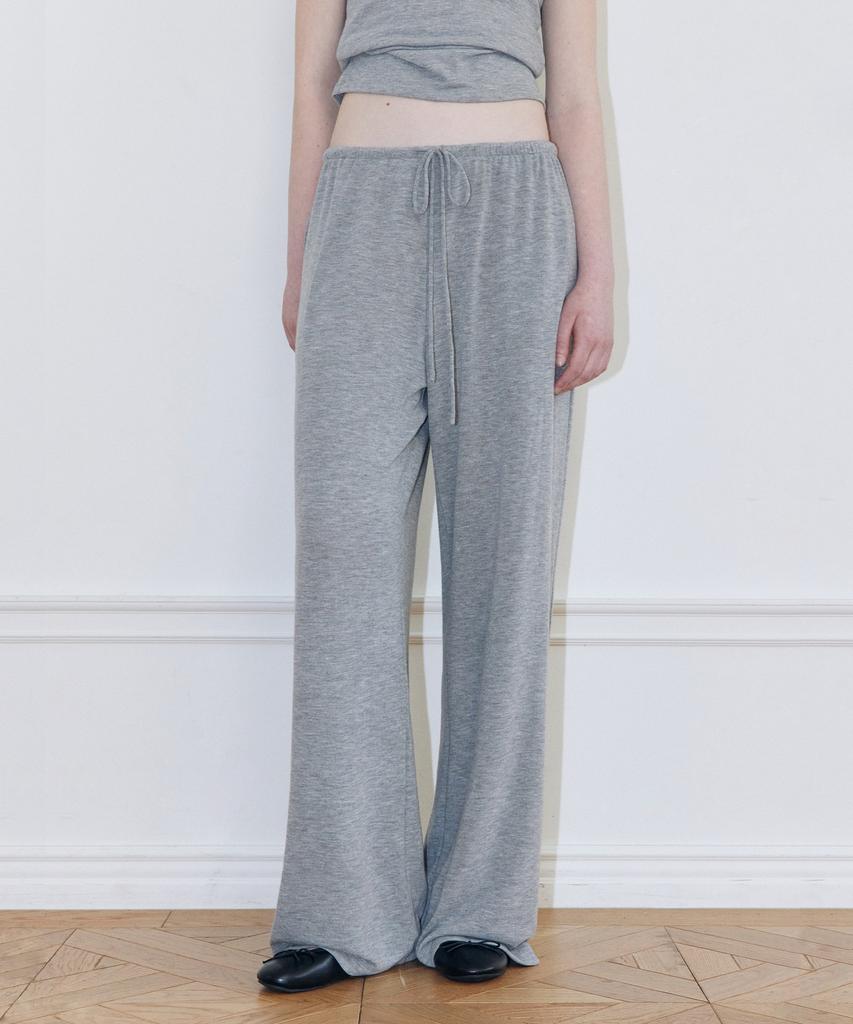 LADY VOLUME Lea Ribbed Wide Pants (Grey)