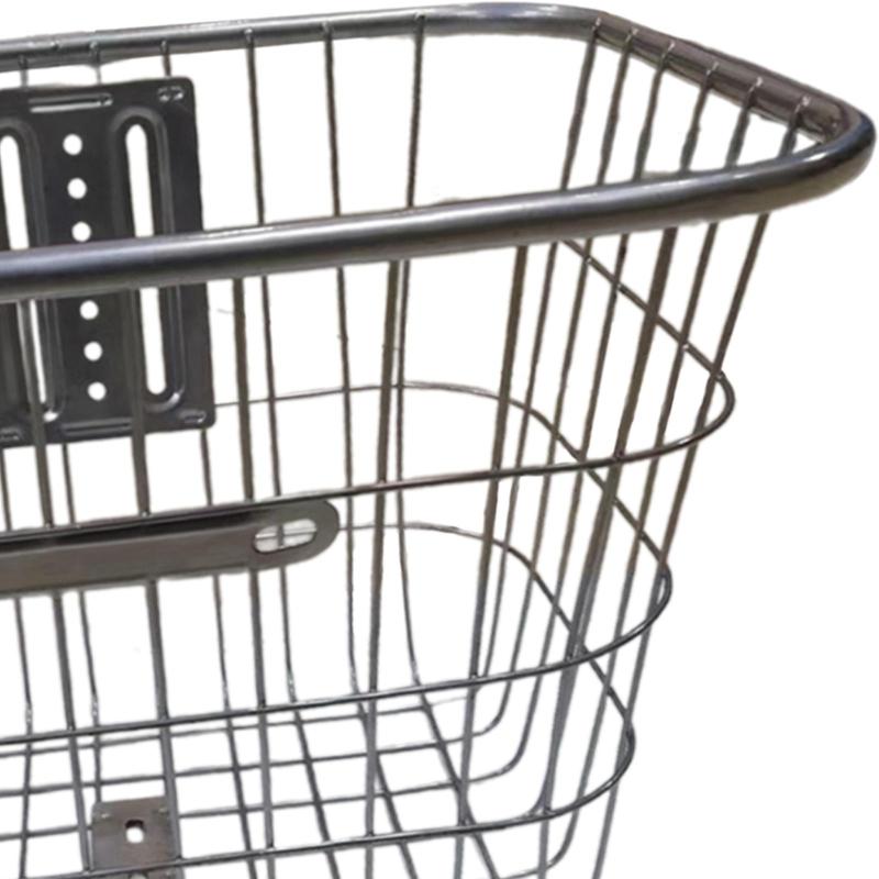 Silver Iron Front Bicycle Basket for Women, Universal Handlebar Mount Storage Carrier for City Bike and E-Bike
