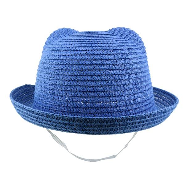 2018 Summer Baby Ear Decoration Lovely Children Character Solid Kid Floppy Panama Straw Hats Girls and Boys Sun Hat