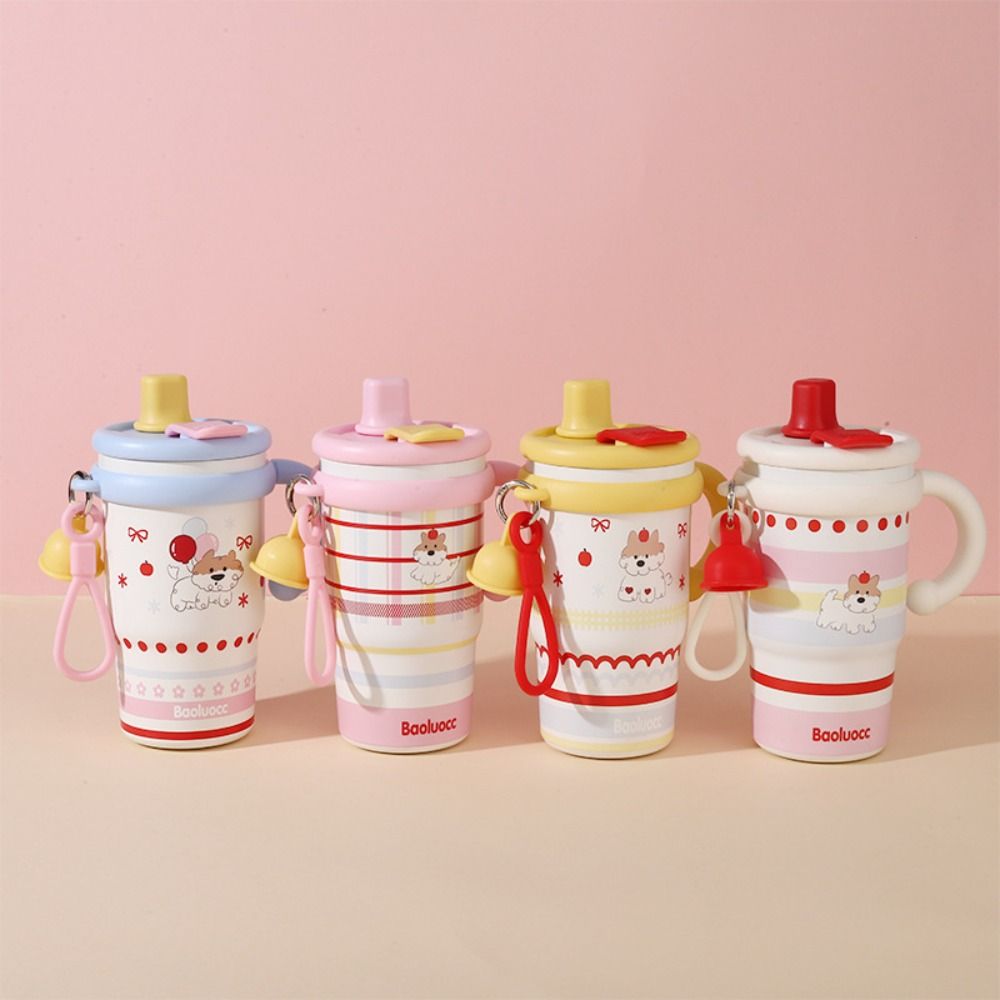 Creative Thermal Water Bottle 600ml Drinking Straw Cup Fashion Outdoor Insulated Mug  Household