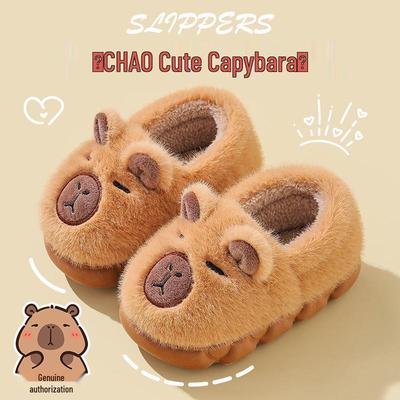 Capybara Kinder Winter Baumwoll Hausschuhe Jungen Warme Samt Heimschuhe