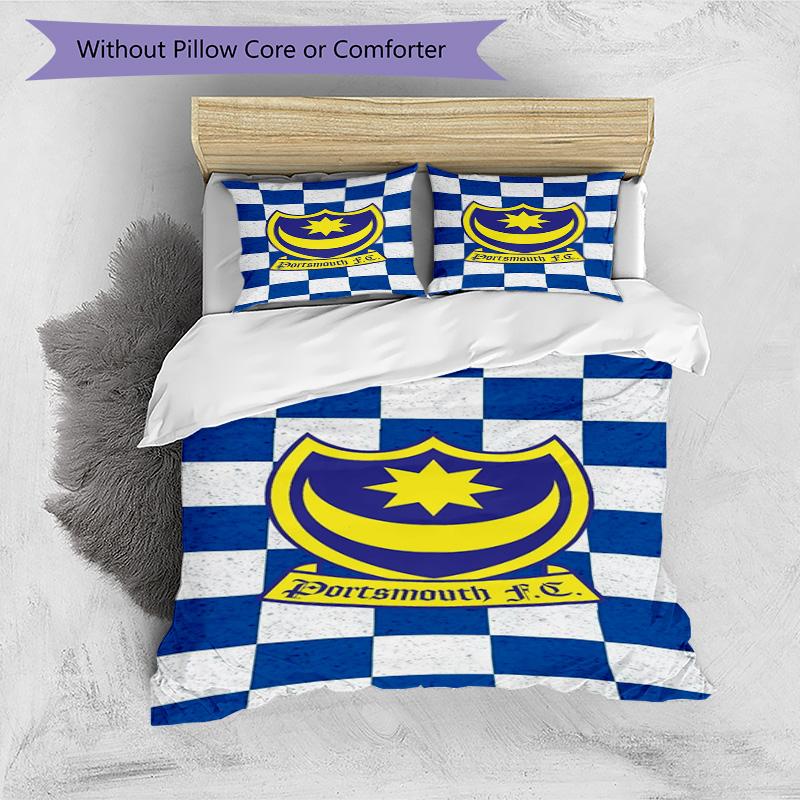 Set Copripiumino Stampato Portsmouth F.C. – include 1 copripiumino e 2 federe coordinate Decorazione per la camera da letto Regali di Natale