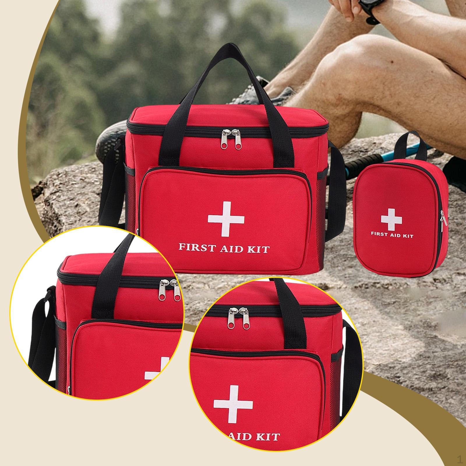 

2 Pieces Empty First Aid Bag Professional Storage Portable Organizer Oxford Shoulder красный