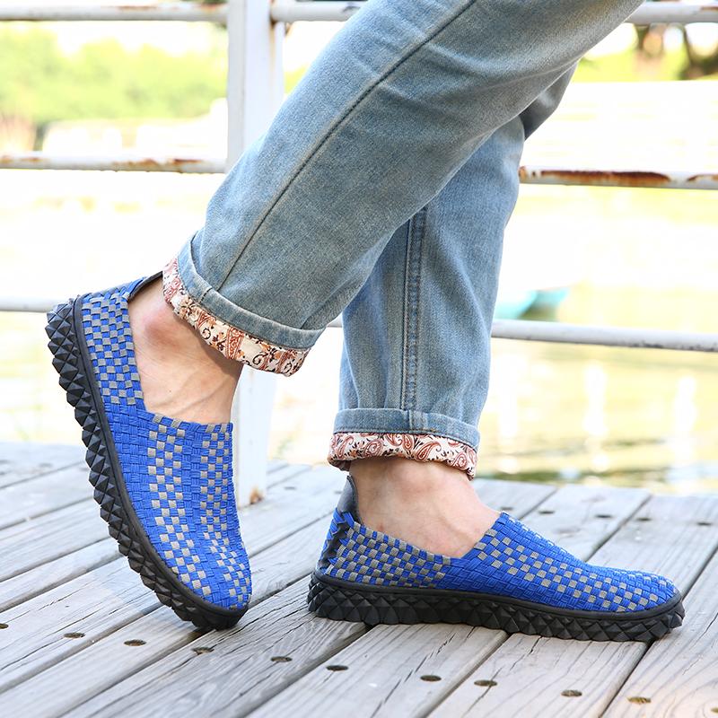 Summer Men Braid Beach Shoes Women Casual Weave Slip On Outdoor Flats Tennis Sneakers for Couples
