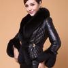 Imitation fur jacket women's short imitation fox fur collar large size leather cotton-padded jacket leather fashion waist