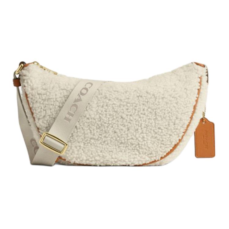 Coach Pace Shoulder 29 Metal Logo Zipper Closure Wool Leather Crossbody Bag Large Women shoulder bag Off-white CY660-IMNAT