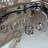 IF ME7 Pcs/set Punk Style Fashion Adjustable Rings Set Heart Silver Ring for Women Jewelry Accessories