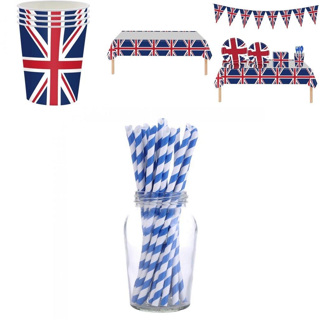 ¡Celebra con Estilo con el Ligero y Delicado Set de Artículos de Fiesta de la Bandera Británica! ¡Materiales Excelentes para Cualquier Ocasión!