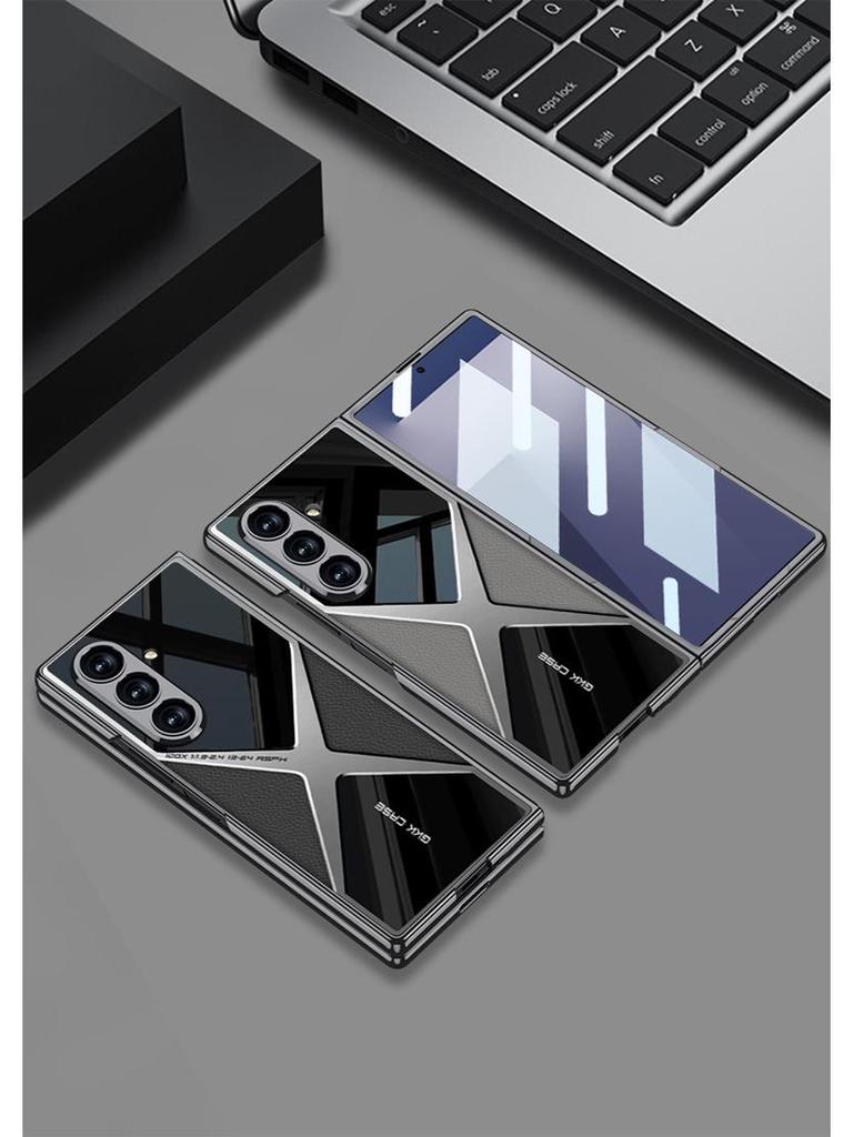 Schutzhülle aus galvanisiertem Leder für Samsung Z Fold7 – stoßfest, elegant und robust für Herren