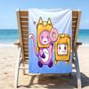 proof beach towel with a Lankybox Foxy and Rocky3 pattern - soft,absorbent,quick-drying,machine washable - perfect for swimming,camping,bathing