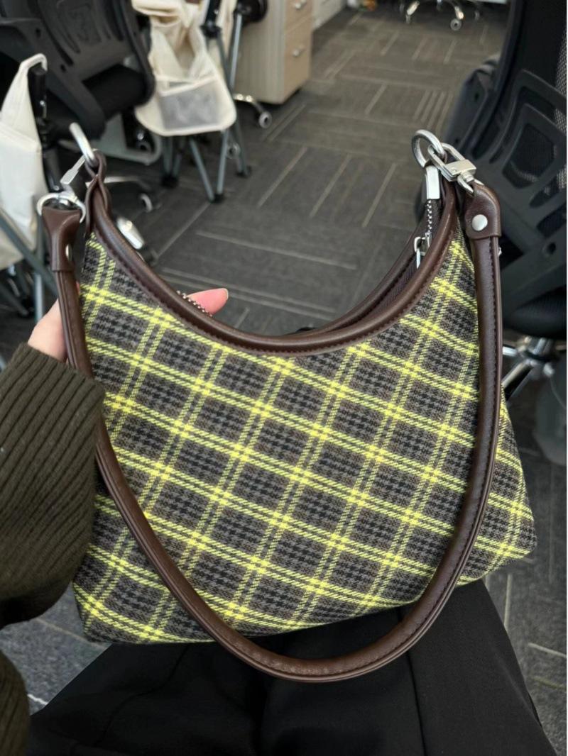 

Сумка-тоут в клетку Retro Millennium Underarm Bag для женщин, новая, универсальная, вместительная, переносная, сумка через плечо зелёный