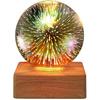 LED Firework 3D Star Effect Colorful Night Light USB Projector Lamp Magic Crystal Glass Ball Night Light with Wood Base Decorative Lamp for Gifts &