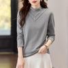 2025 Women's Velvet Half-High Neck Long-Sleeve Slimming Base Layer Top for Autumn/Winter