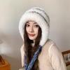 New Plush Hat Women's Autumn and Winter Warm Ear Protection Wool Hat Shows a Small Face Knitted Hat Bag Dual-purpose