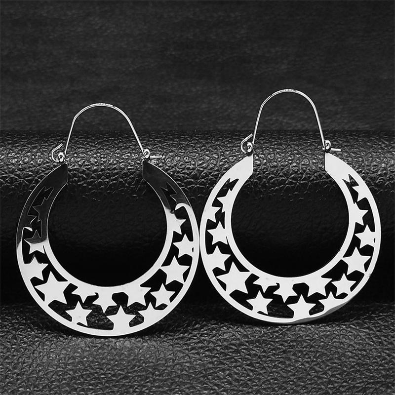 Trendy Yoga Lotus Flower Earrings Stainless Steel Gold Color Hoop Earrings for Women Jewelry boucles d'oreilles E9360S01