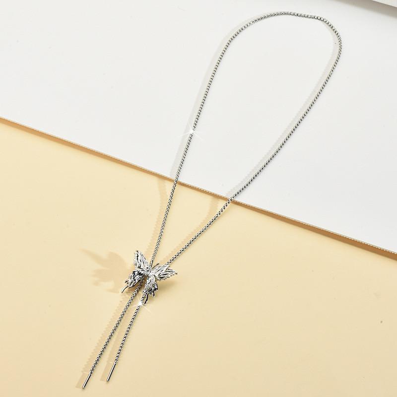 Butterfly Pendant Beautiful Necklace For Women With Highquality Accents Palladium