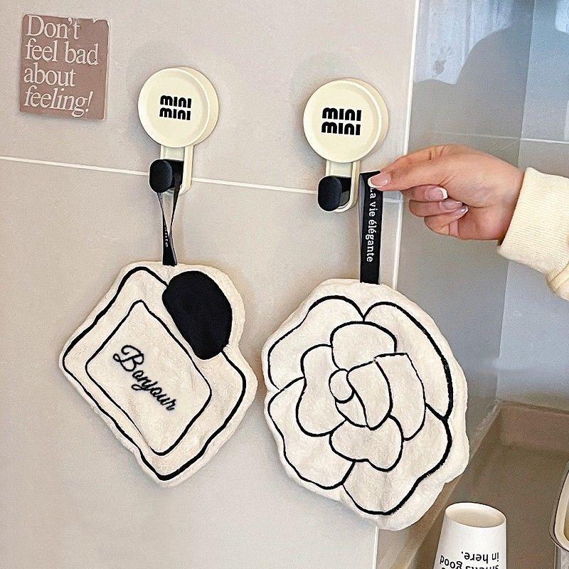 Hand Camellia Towel Thickened Coral Fleece Washing Hands Cloth Kitchen Bathroom Handkerchief Water-Absorbing Cleaning Cloth