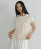 Lingseoul Cable Cotton Blended Knit Vest-Ivory