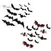 Halloween Party Wall Decor 12Pcs Bats Decals, 3D Bat Stickers for Home Decor, Hanging Decorations 4 Size Waterproof Black Spooky Bedroom Living