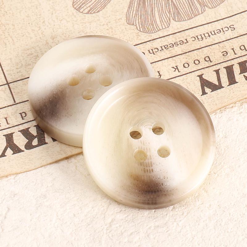 Versatile Beige Resin Coat Buttons: Summer Wear Woolen Round Four-Hole Design for Men and Women